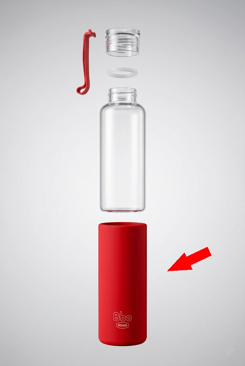 Funda de silicona roja de repuesto para botella Bbo4 Irisana
