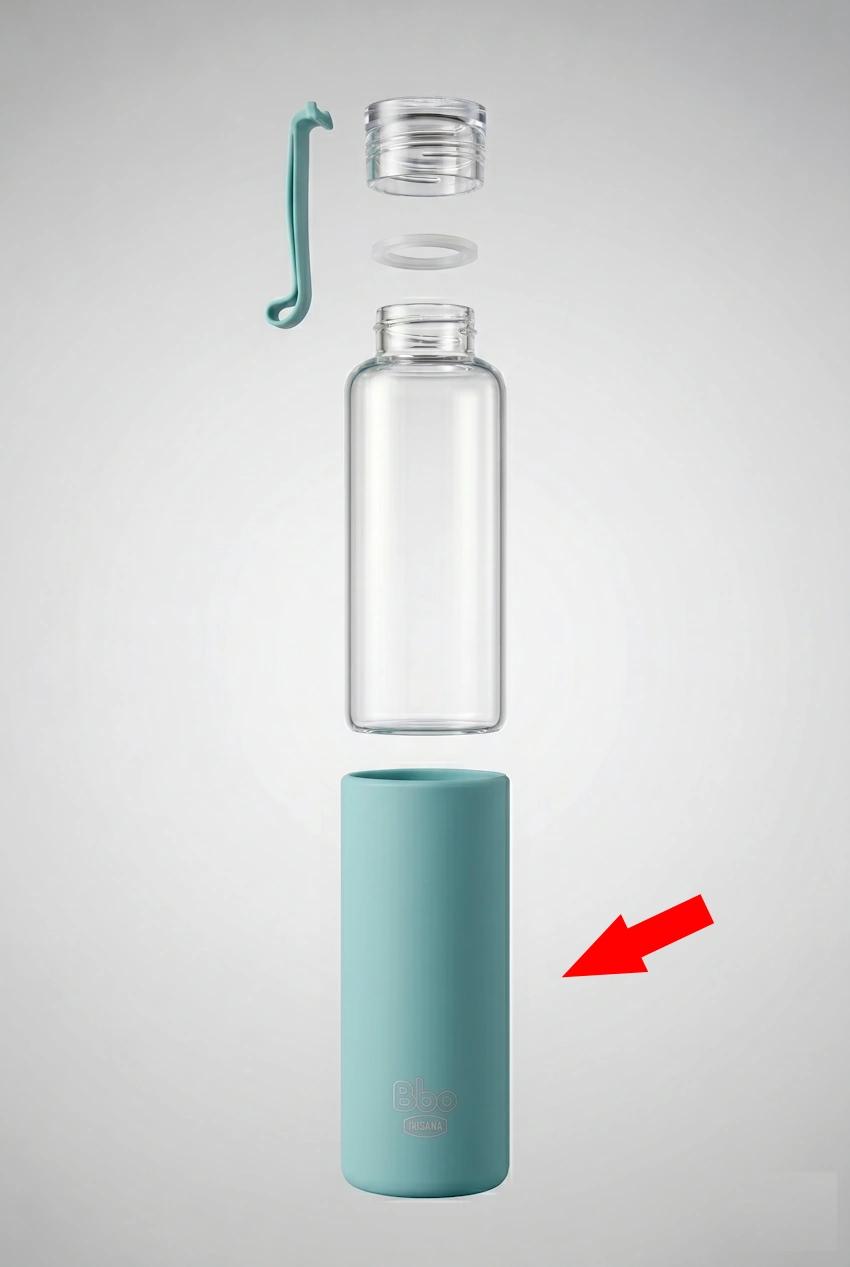 Funda de silicona azul de repuesto para botella Bbo4 Mini 300 ml Irisana