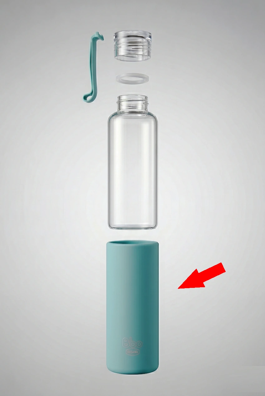 Funda de silicona gris de repuesto para botella Bbo4 Mini 300 ml Irisana