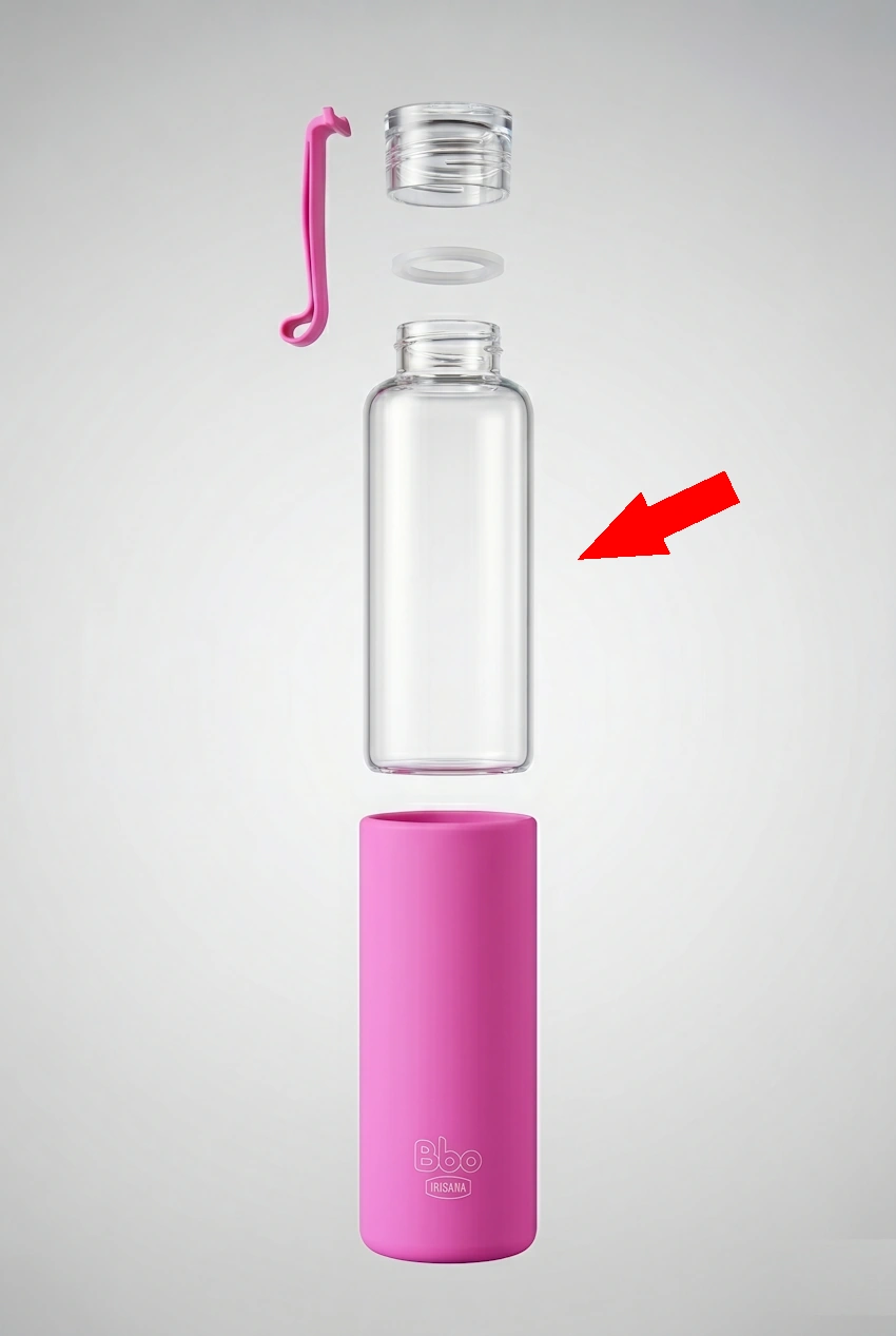 Funda de silicona rosa de repuesto para botella Bbo4 Mini 300 ml Irisana