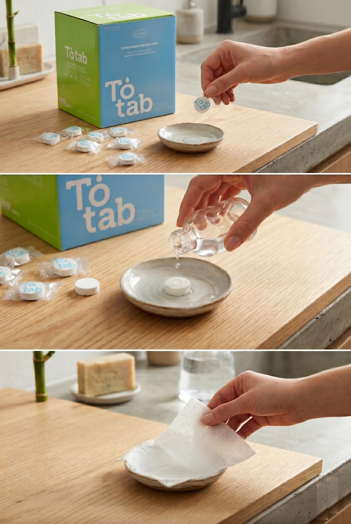 Toallitas comprimidas To-Tab Irisana - Caja 500 uds.