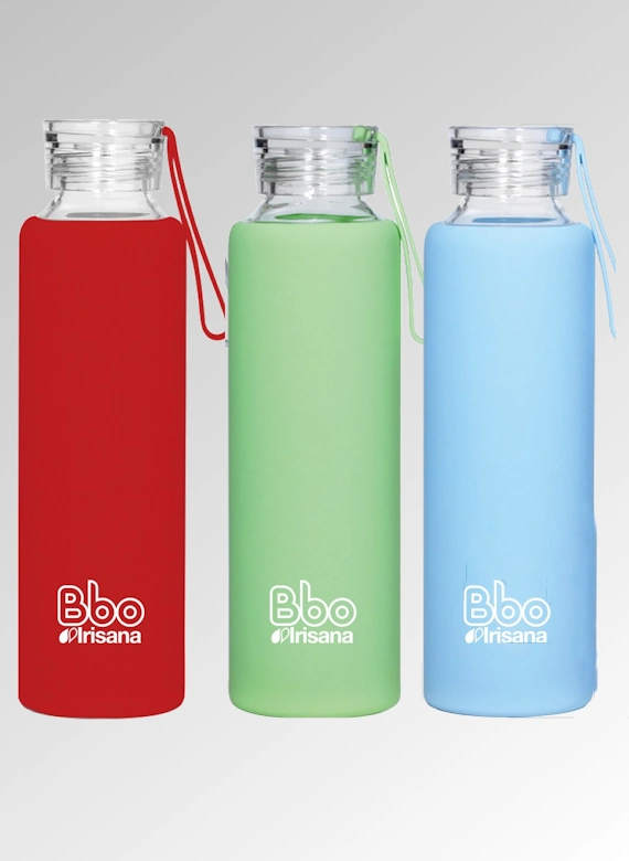 Botella BBO Irisana de Vidrio Borosilicato y Silicona - 500 ml