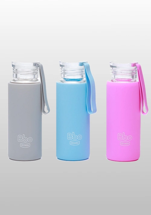 Botella BBO Irisana de Vidrio Borosilicato y Silicona - 300 ml