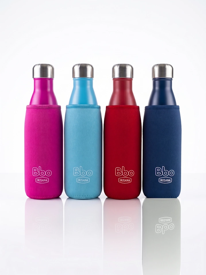 Botella Termo BBO Irisana con Funda de Neopreno - Acero Inoxidable 500 ml