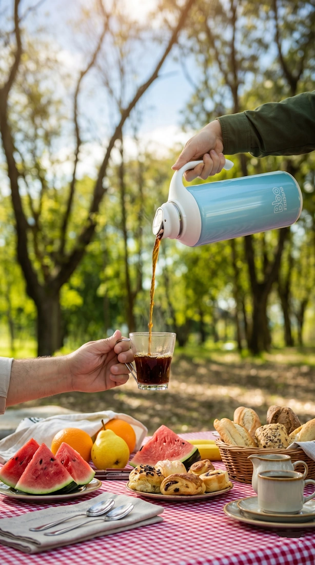Termo para Líquidos BBO Irisana con Asa y Pulsador - 1,5 l.