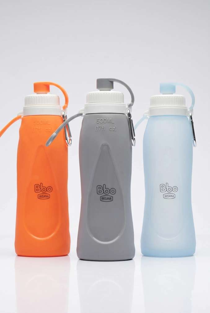 Botella Plegable Bbo Irisana de Silicona Platino - 500 ml