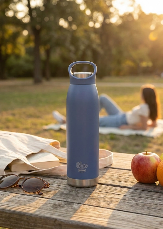 Botella Termo Bbo Irisana con Asa - Acero Inox 700 ml Azul