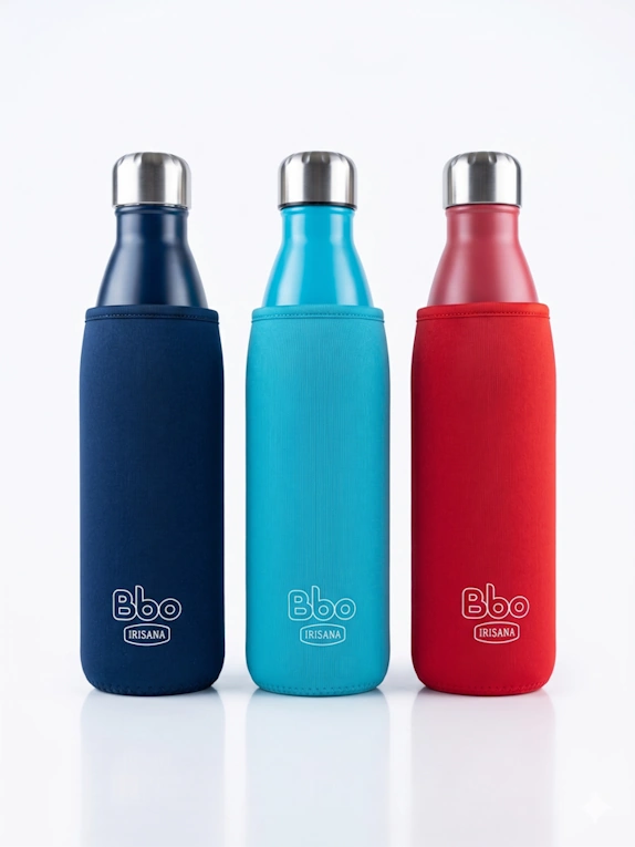 Botella termo Bbo Irisana con funda de neopreno. Acero Inoxidable, 750 ml.